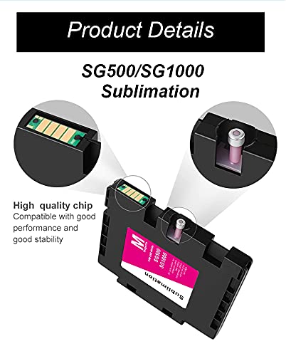 COCADEEX Sublimationstintenpatronen mit neuesten Chips, kompatibel mit Sawgrass Virtuoso SG500 SG1000 Drucker (Version B)