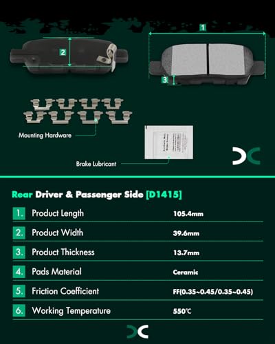 Image of SCITOO D1415-8405 Disc Brake Pads Sets Rear Ceramic Brake Pads w /Hardware | For INFINITI For JX35,For QX60,For Nissan For Murano,For Pathfinder,For Quest,For Suzuki For Grand Vitara