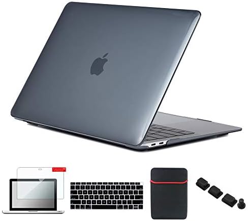 Se7enline Compatible with MacBook Air case M1 A2337/A2179/A1932 Cover for Mac Air 13 Inch Touch ID 2018/2019/2020/2021/2022 &Sleeve Bag&Keyboard Cover&Screen Protector&Dust Plug, Crystal Black
