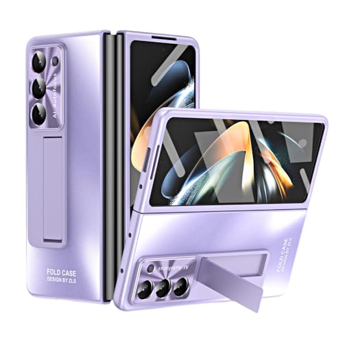 Coque Samsung Z Fold 5 antichoc violette avec béquille et porte S Pen