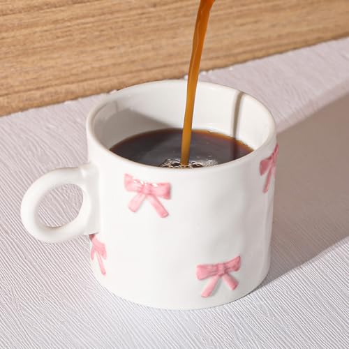 Taza de cerámica rosa Jingmore con lazo 11oz miniatura 1