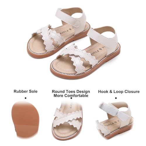 Image of Felix & Flora Toddler Girl Sandals - Little Girl Easter Dress Shoes Lightweight Open Toe Beach Holiday Flats