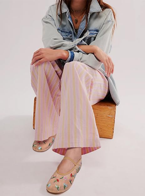 MICIFA Mesh Ballet Flats for Women Embroidered Floral Mary Jane Flats Comfortable Casual Daily Dress Ballerina Shoes - Image 2