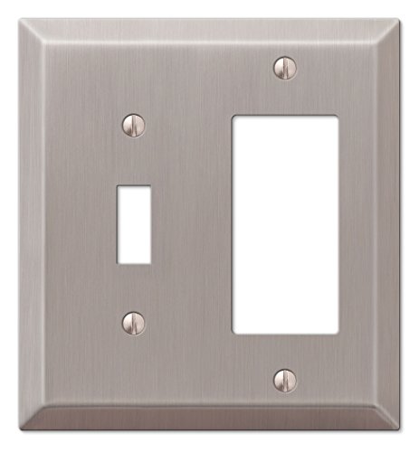 AMERELLE 163TRBN Century Single Toggle/Single Rocker Steel Wallplate in Brushed Nickel