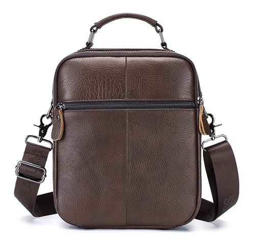 Image of Genuine Leather Shoulder Bag for Men, Medium Messenger Bag Crossbody, Mens Handbag with Multiple Pockets for Daily