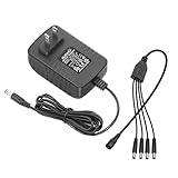 ALITOVE Security Camera Power Supply Adpter 12V 2A with 4 Way Power Splitter Cable 5.5x2.1mm, 100-240V 50-60Hz...