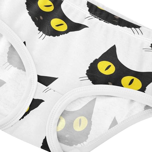 Bright Toddler Girls Underwear 2t Cotton Panties for Girl Cute Black Cat Yellow Playful Undies Kids Briefs4