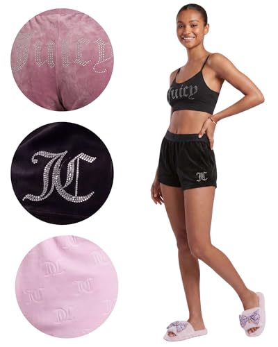 Image of Juicy Couture Women's Velvet Fleece Pajama Shorts, Designer Sleep and Lounge Shorts for Women