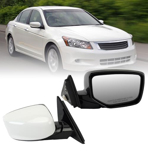 Right Passenger Side Mirror Compatible with Honda Accord 2008 2009 2010 2011 2012 Power Manual Folding Non-Heated Door Mirrors White 3 Pins