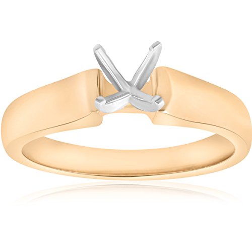 P3 POMPEII3 14K Yellow Gold Cathedral Semi Mount Engagement Ring Setting