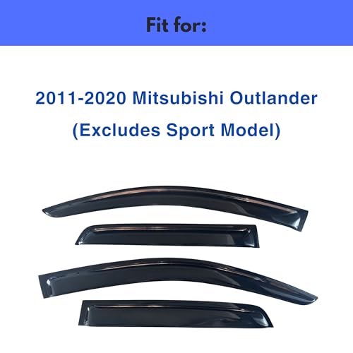 Image of IG Window Visors Fit for 2014-2021 Mitsubishi Outlander, Out-Channel Rain Guards Vent Wind Deflectors 4PC, Car Accessories for 14-21 Outlander (Excludes Sport Model)