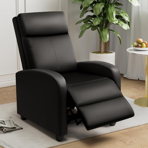 Sillón reclinable moderno piel sintética negro miniatura 6