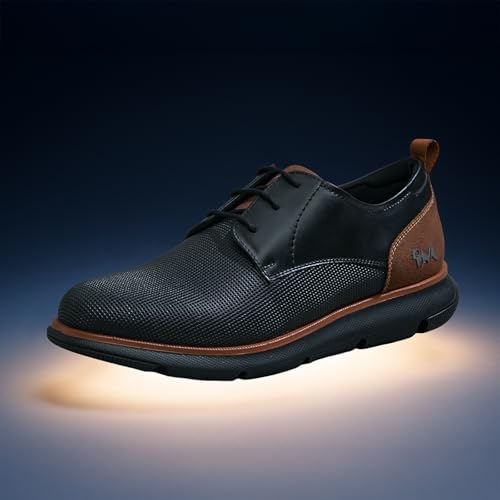 Image of Neeman's Textured Derby Sneakers for Men | PU & Micro-Suede Upper, Cushioned EVA Sole | Lightweight Lace-Up Casual Shoes for All-Day Comfort.