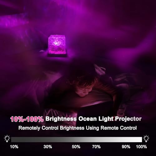 Image of RICHMYC Ocean Wave Projector Light, 16 Colors Gradual Rotating Water Lamp with Remote Control, Beach Decor Sea Themed Northern Lights Projector for Office Bedroom Bar Restaurant(Cordless)