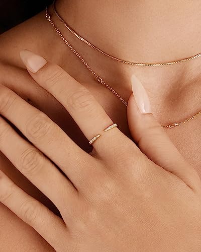 PAVOI 18K Gold Plated Open Eternity Ring | Cubic Zirconia Stacking Bands for Women | Dainty Stackable Rings for Women2