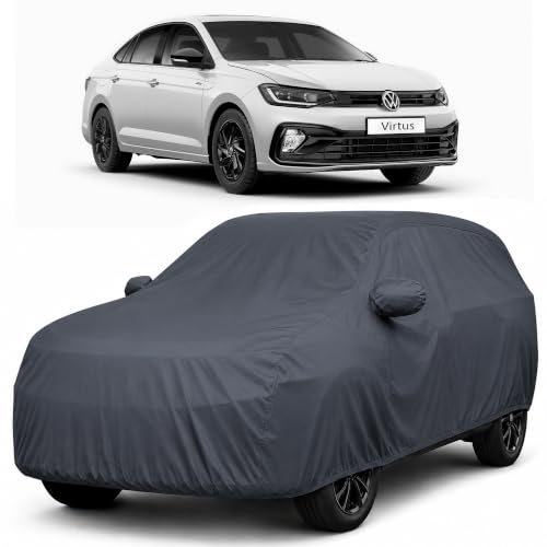 Image of Autofact Premium Car Cover for Virtus | All Weather Waterproof Full Body Car Cover | Light-Weight Triple-Stitched Outdoor Shield with UV Protection, Dustproof & Heat-Resistant