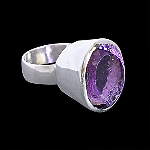 Plata de ley 925 fina con amatista morada ovalada de alta pureza y dise&ntilde;o exclusivo 2