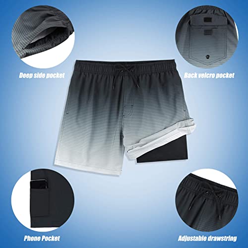 MILANKERR 5.5 inch Mens Swim Trunks with Compression Liner,Mens Bathing Suit Quick Dry Stretch Swimming Trunks4