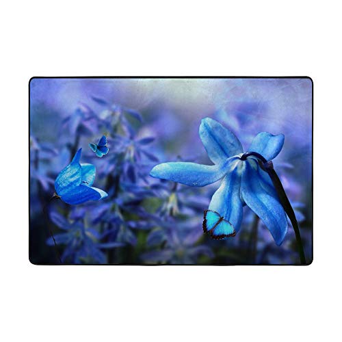 Tapis fleurs bleues doux pour protéger et décorer vos sols