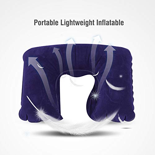 Almohada de viaje inflable forma U ligera portátil miniatura 4