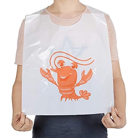 MGTECH 30 Pack 23 Inch Lobster Bibs Thick Disposable Plastic Funny Crawfish Bibs for Adults Cover