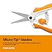Fiskars Micro-Tip Spring Assisted Scissors, Precision Cutting Stainless Steel Blades, Comfort Handle, Cut Details in Fabric, Sewing Scissors and Arts and Crafts Tools