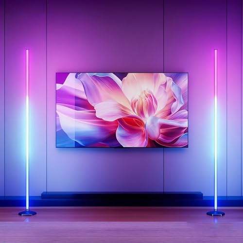 Corner Floor Lamp 2 Pack RGB Corner Lamp with App/Remote/Button Control Smart LED Floor Lamp with 16 Million DIY Colors & 68+ Scene Music Sync for Living Room Bedroom Gaming Room (2 57 Inch)