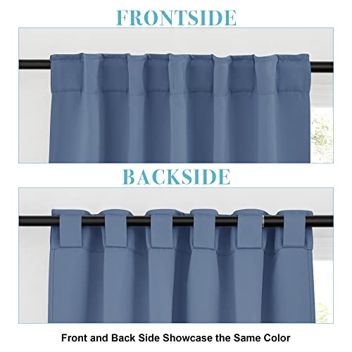 Image of RYB HOME Kitchen Window Curtains - Blackout Privacy Half Window Curtains for Bedroom Bathroom Dining Living Room Cafe Office Short Tiers Drapes, W 34 x L 36 inches, 2 Panels, Stone Blue