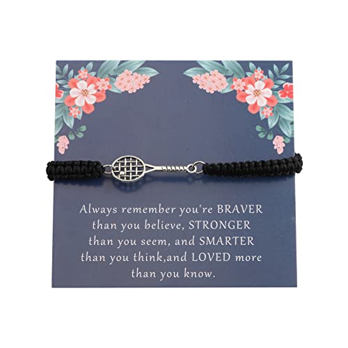 KUIYAI Tennis Racquet Bracelet for Tennis Lovers - Always Remember You are Braver, Stronger, Smarter Than You Think - Future Player Gift