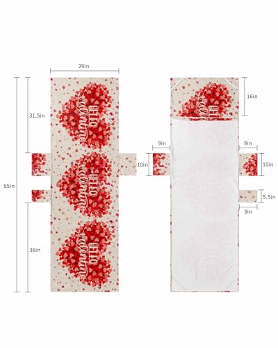 Hello Valentine Beach Lounge Chair Towel Cover, Soft Chaise Lounge Towel with Side Pockets Patio Pool Chairs Cover for Beach/Pool Sunbathing 29x85 Pink Red Love Heart Rustic