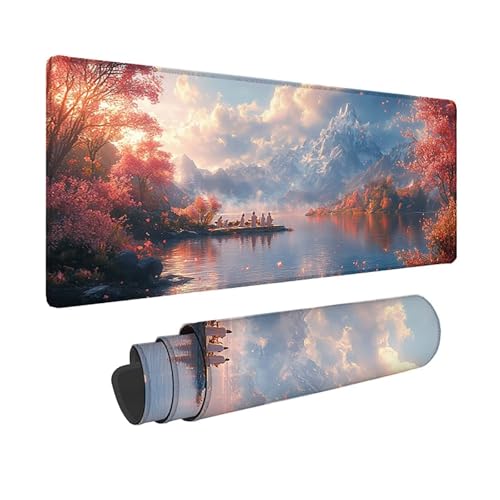 Tapis souris paysage sous main rose pour embellir votre bureau de télétravail