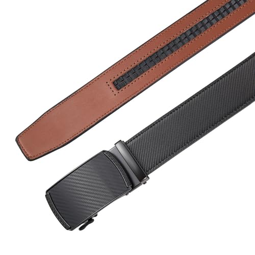 Adjustable Men's Leather Belt - Classic Luxury For Business With Automatic Ratchet Buckle4