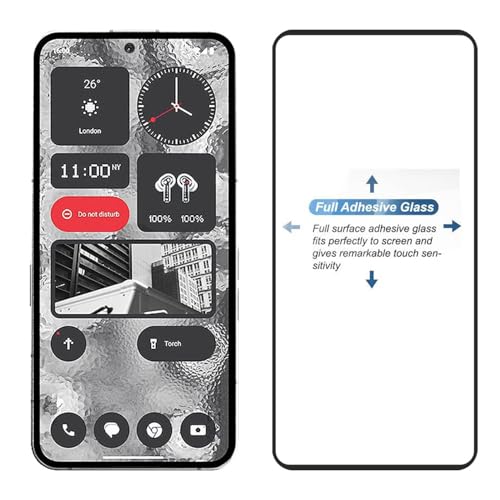 Image of POPIO Military-Grade Gorilla Tempered Glass for Nothing Phone 2 (Black) 9H Hardness, Edge-to-Edge Full Coverage, Anti-Scratch, Bubble-Free, Ultra Clear HD Glass, Oleophobic Coating, Face ID Compatible