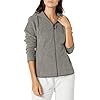 AMAZON ESSENTIALS Women's Long-Sleeve Hooded Full-Zip Polar Fleece Jacket, Charcoal Heather, Large