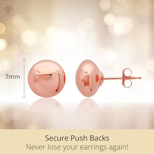 14k Gold Stud Earrings for Women | Rose Gold Ball Earrings | 14k Gold Earrings for Women & Men | Half Button Gold Ball Stud Earrings | 4MM-8MM Real Gold Post Hypoallergenic Earrings by MAX + STONE3