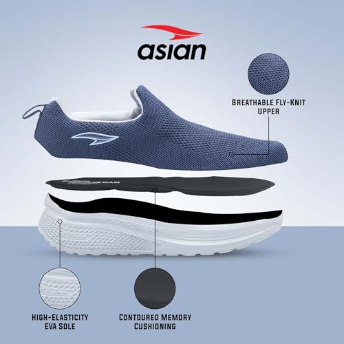 Image of ASIAN Wonderwalk-12 Walking Shoes for Men | Ultra Lightweight & Breathable Shoe| Full EVA Sole, Soft Memory Foam Insole, Easy Slip-On Comfort | Inspired by MS Dhoni Everyday Walking Style