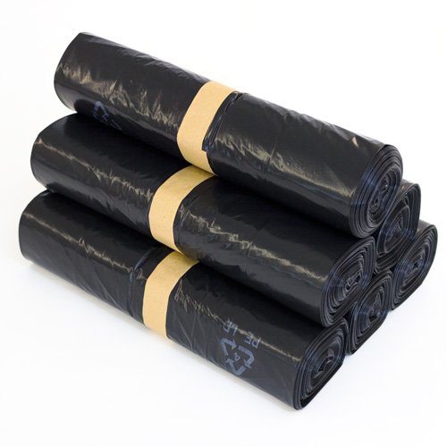 KK Verpackungen Müllsäcke 240 Liter Schwarz 65x55x135cm | 80 Stück, LDPE-Regenerat Typ 70 | Perforiert zum Abreißen | Abfallsäcke Folie mit Recycling-Symbol | 10 Stück auf Rolle