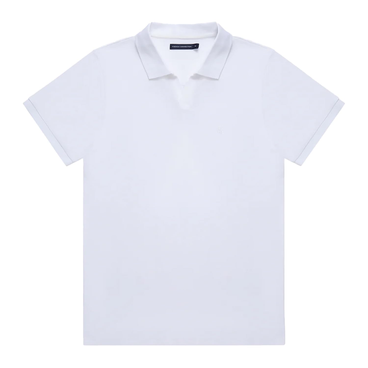 French Connection Men's White Pique Micro Polo Shirt-Small