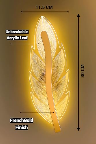 Image of FILLISKA Luxurious Acrylic Crystal Wall Lamp with Adjustable Colour Changing Function, Elegant Finish (FrenchGold Divine Leaf -F83)(1 Year Warranty)