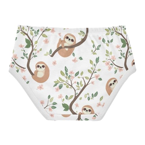 Wusikd Sloth Cherry Girls' Underwear Cotton Flowers Girls Briefs Soft Toddler Underwear 2T2