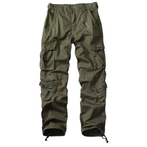 Men's Classic Casual Pants Heavy Cotton Cargo Work Trousers Military Army Combat Hiking Pant Multi Pockets
