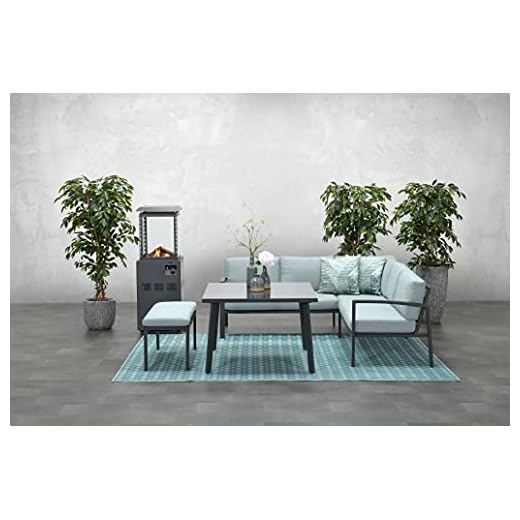 Garden Impressions Hohe Dining Aluminium Lounge Wellington Carbon/mintgrau, inklusive XL Bank und wasserabweisender Kissen