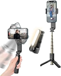 Estabilizador de celular Gimbal L09 anti-vibração e rotação constante de 360° com tripé de luz de preenchimento de controle remoto multifuncional (Preto)