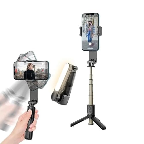 Estabilizador de celular Gimbal L09 anti-vibração e rotação constante de 360° com tripé de luz de pr