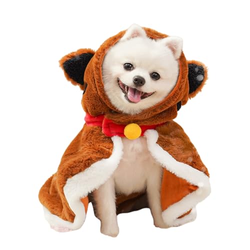Capa navideña para gatos y perros pequeños con capucha cálida de invierno 2
