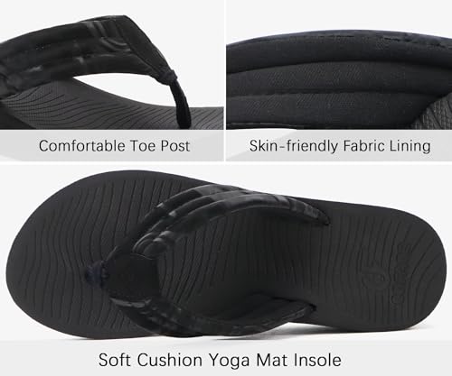 COFACE Women’s Flip Flops with Arch Support Ladies Fashion Lightweight Wedge Flip Flops Comfortable Yoga Mat Sole Summer Platform Thong Sandals3