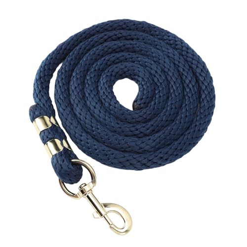 Professional Lunge Line for Horses - 2m Lunge Line Breakage Rope Slip Grip with Alloy Hook - Longeing Equipment (Navy Blue)