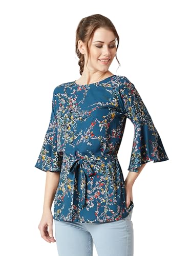Image of Miss Chase Women's Round Neck Half Sleeves Cotton Lace and Pearl Detailing