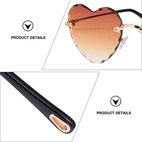 Toyvian Óculos de sol com bordas grossas sem moldura 1 unidade, forma de coração, óculos de sol