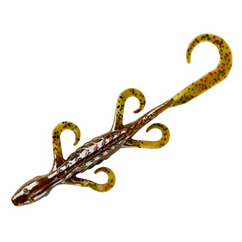 Yum Lures Lizard Ultimate Finesse Lizard Soft Plastic Swim-Bait Bass Fishing Lure with Curly Legs and Tail, Green Pumpkin/Purple Flake, 6''